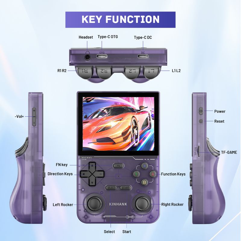 KINHANK K36 Retro Handheld Video Game Console 500nit 3.5 Inch IPS Screen 16000 Games Emulator For PS1/PSP/DC/N64/SS_voghion.com