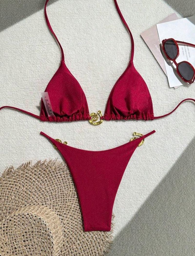 Sexy tweedelig badpak in effen kleur voor dames, bikiniset_voghion.com