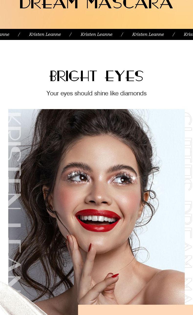 Kristen Leanne, mascara glitterato color diamante perlato più venduto_voghion.com