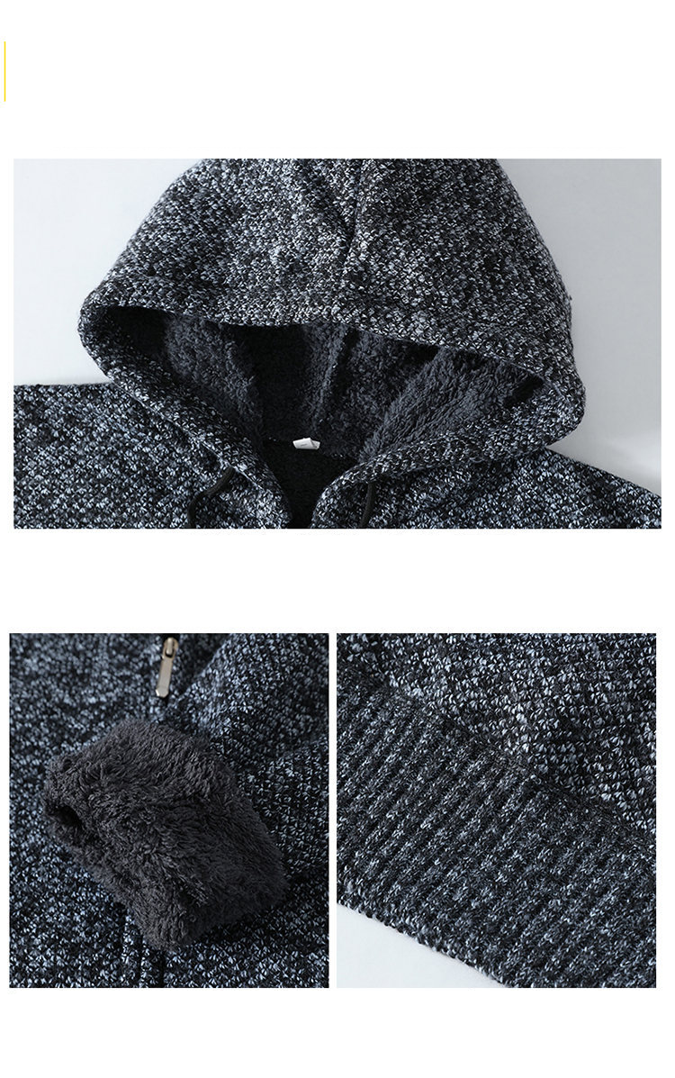 Men's clothing plus cashmere warm sweater knitwear autumn and winter new cardigan hooded large size casual jacket jacket_voghion.com