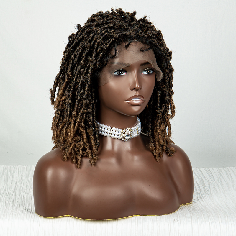 9 * 6 synthetic lace front wig with knotless rectangular weave 16 inch medium length dirty braid_voghion.com