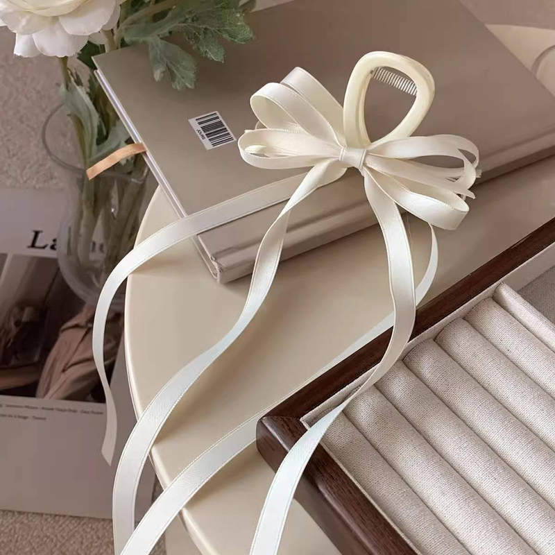 Agrafe mari cu fundă de catifea pentru femei și fete, panglică lungă, gheare coreene, accesorii de păr_voghion.com