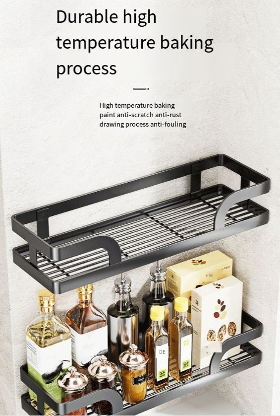 Estante de almacenamiento de cocina, estante de almacenamiento sin perforaciones, estante para condimentos montado en la pared, canasta de drenaje para el hogar, artefacto para fregadero_voghion.com