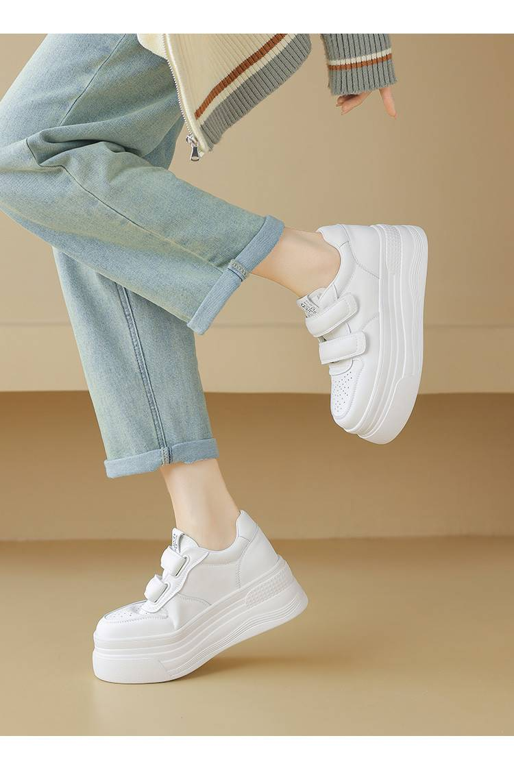 Pantofi de damă cameido, ușori și cu talpă groasă, în 2024. Pantofi albi cu platformă și velcro și talpă groasă_voghion.com