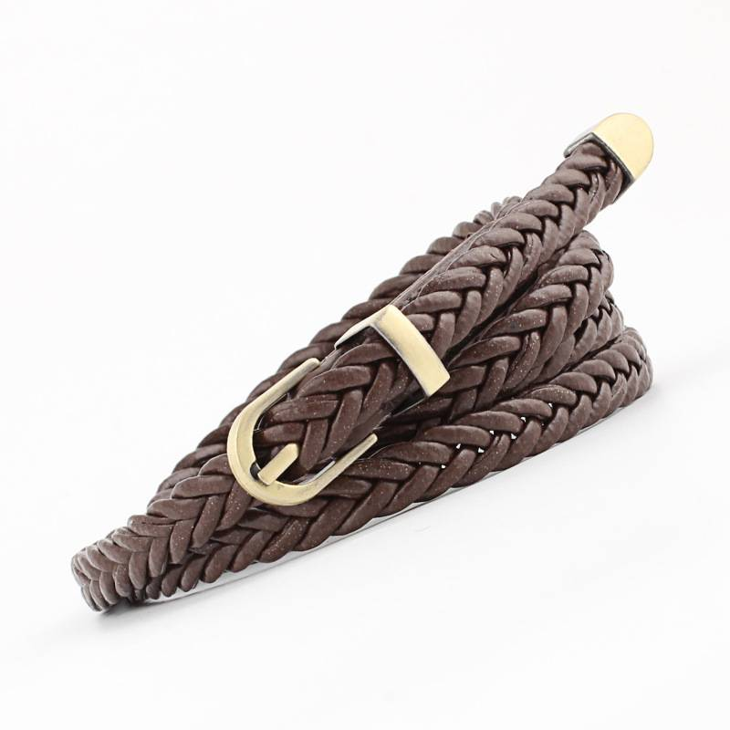 Ceinture tissée à la main pour femmes, boucle ardillon, style rétro, loisirs, avec ceinture fine, décoration de corde à la taille_voghion.com