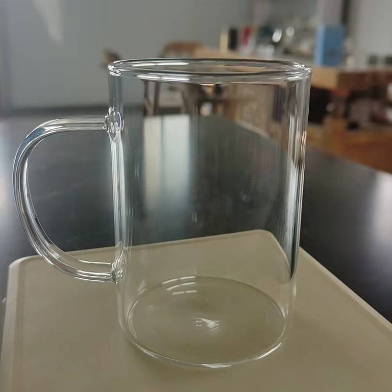 Glass Tumbler With Cork Base - Large Capacity Drinking Cup With Handle (Eco-Friendly Homeware, Milk & Juice Glass, Modern Minimalist Design)_voghion.com
