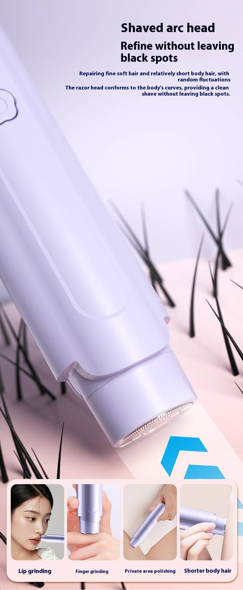 Tondeuse à cheveux rechargeable à double extrémité pour femmes : rasoir bikini et tondeuse corps indolore pour zones sensibles_voghion.com