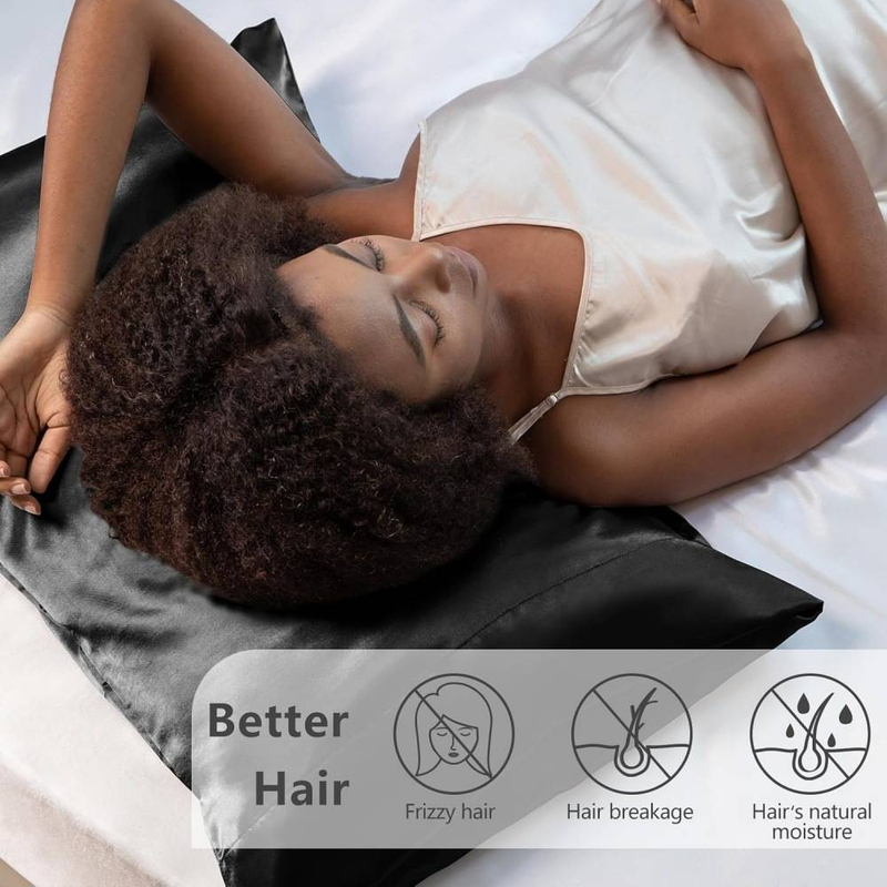 Einfarbiges Satin-Kissenbezug-Set – 2er-Pack luxuriöse, seidenähnliche Kissenbezüge mit Hotelverschluss, Standard-/Queen-Size_voghion.com