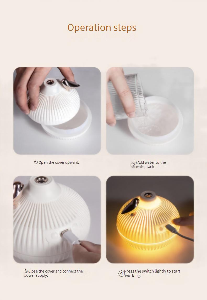 Puttelec Mini Humidifier With Night Light & Aromatherapy, USB Portable Air Freshener For Home, Office, Car (White)_voghion.com