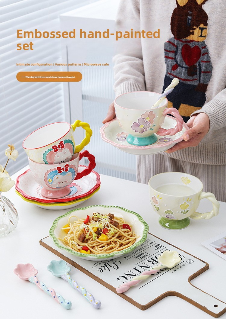 Pastel Ceramic Spoon Set – Cute Twisted Handle Coffee & Tea Stirring Spoon Kawaii Aesthetic For Home Dessert Milk & Breakfast Non-Slip Tip_voghion.com