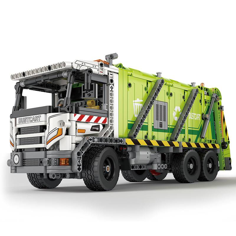 Power Engineering Building Blocks - Remote Control Garbage Truck Model, 800+ ABS Plastic Bricks, DIY Construction Toy For Teens & Adults (Ages 14+)_voghion.com