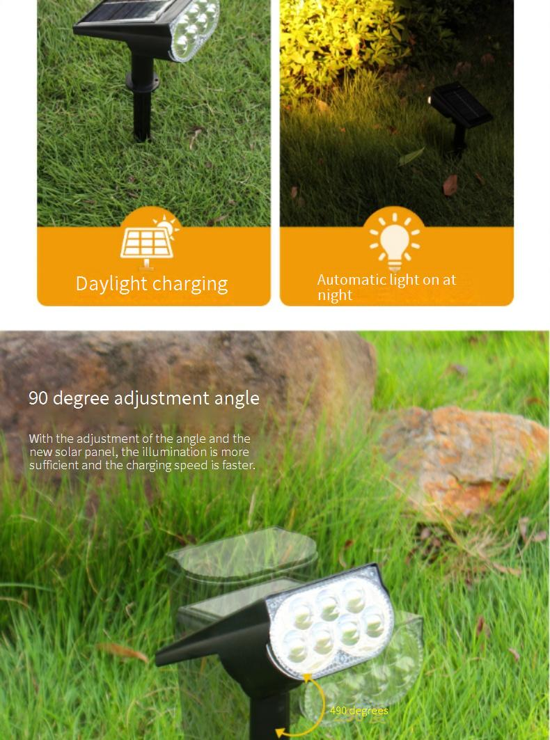 Solar-Gartenleuchten DC-778 – 2er-/7er-Pack LED-Strahler (Warmweiß/Kaltweiß/RGB), einstellbarer Winkel, IP65 wasserdicht für Hof, Weg, Baumbeleuchtung_voghion.com