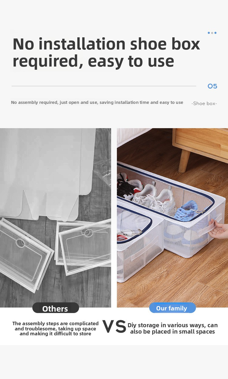 Foldable PVC Shoe Storage Box With Reinforced Steel Frame - Dustproof & Moisture-Resistant Closet Organizer For Sneakers & Accessories_voghion.com