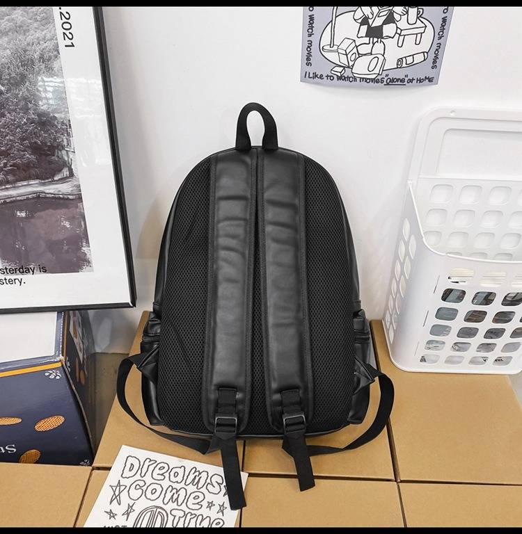 Zaino alla moda in pelle PU, borsa per computer, zaino scolastico di grande capacità, zaino semplice e casual da uomo_voghion.com