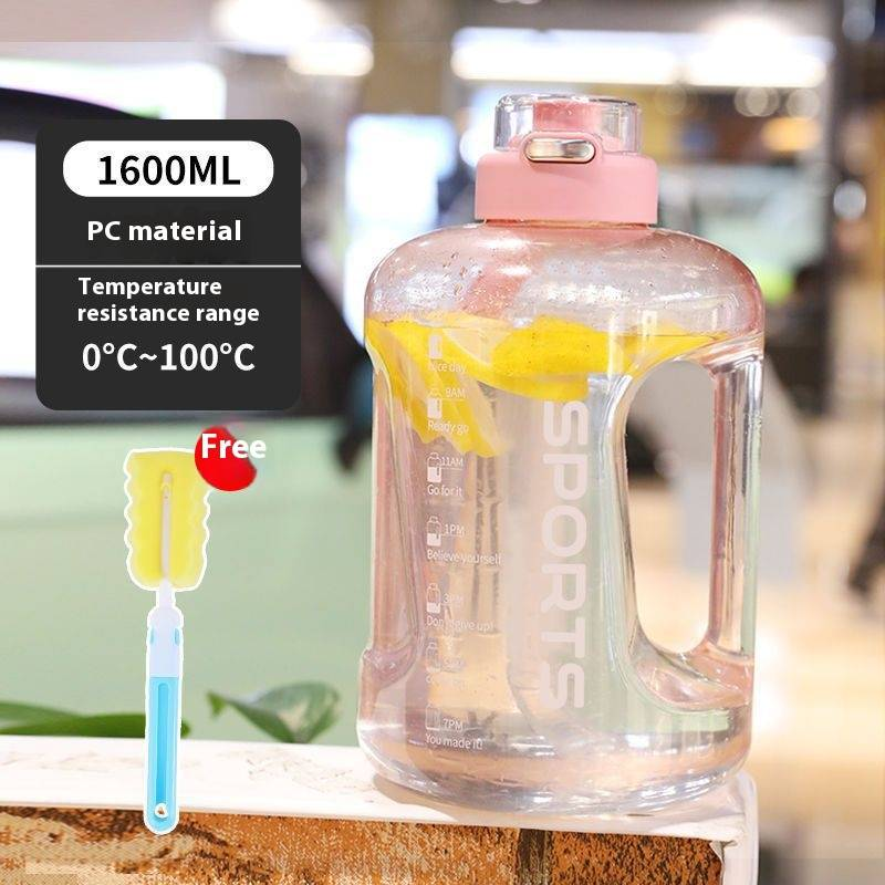 1.6L/2.5L/4L Large Capacity Sports Water Bottle – BPA-Free PC, Leak-Proof, With Carry Handle & Bonus Accessories (Brush, Strap, Straw)_voghion.com