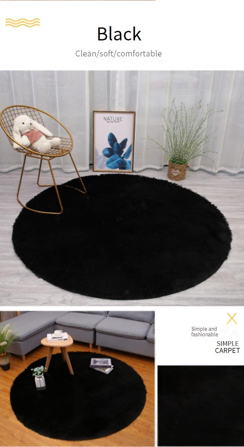 Runder, flauschiger PV-Samtteppich – weicher Plüschteppich für Wohnzimmer, Nachttisch, Yoga – maschinenwaschbar – mehrere Größen und Farben (40 cm, 80 cm, 160 cm)_voghion.com