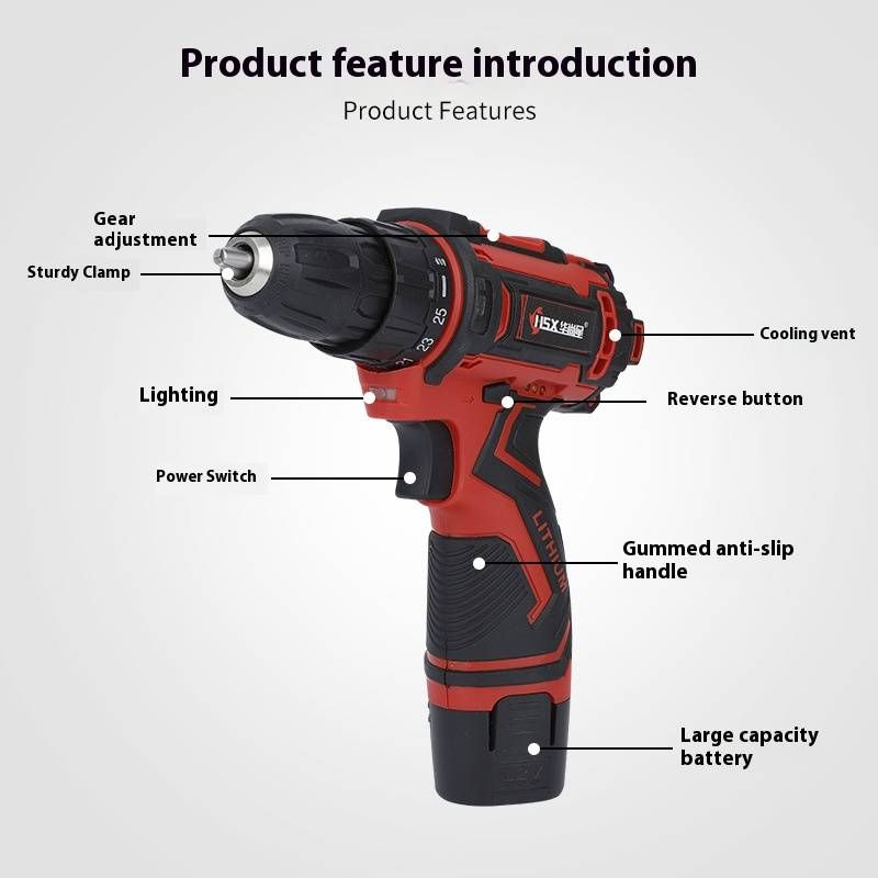 Perceuse-visseuse sans fil professionnelle au lithium avec double vitesse et couple réglable - Ensemble de tournevis électriques polyvalents pour le bricolage à domicile et le travail du bois_voghion.com
