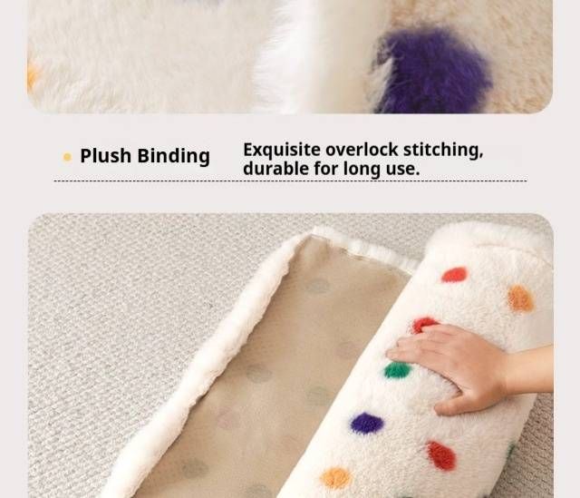 Polka Dot Plush Sofa Cover – Non-Slip Irregular Shape Couch Protector, Soft Winter Decor For Sectional/Loveseat/Single Sofa_voghion.com