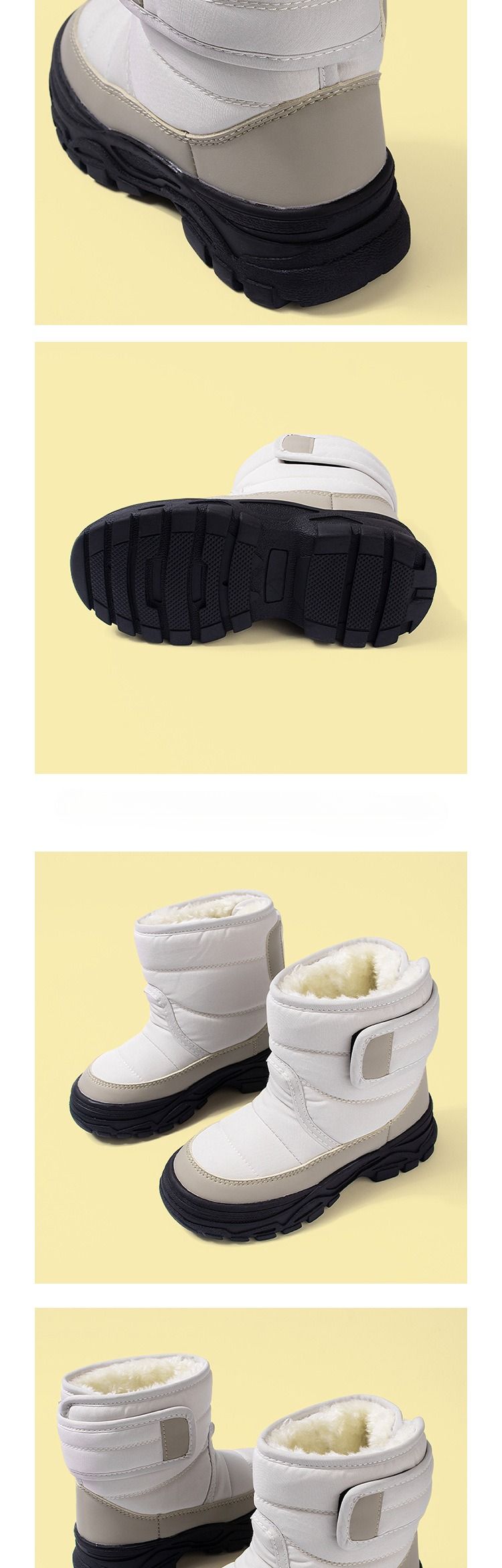 Winterstiefel für Kinder – Warme, fleecegefütterte und wasserabweisende Schuhe (Schwarz/Beige/Rosa/Khaki) – Rutschfeste TPR-Sohle (Größen 26–32)_voghion.com