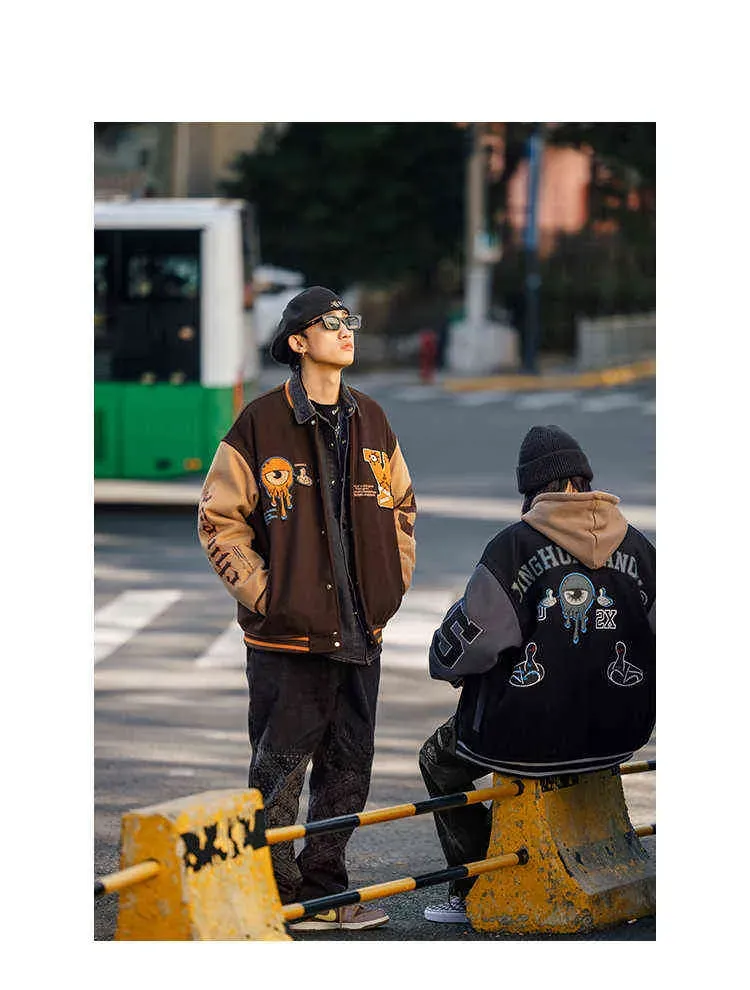 Embroidered Jackets For Men, Lightweight Varsity Style Outerwear - Spring Autumn Baseball Jacket, Oversized Thin Coat,_voghion.com