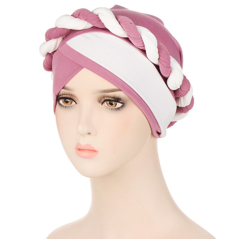 zweifarbige, einfach geflochtene Turban-Mütze aus Milchseide_voghion.com