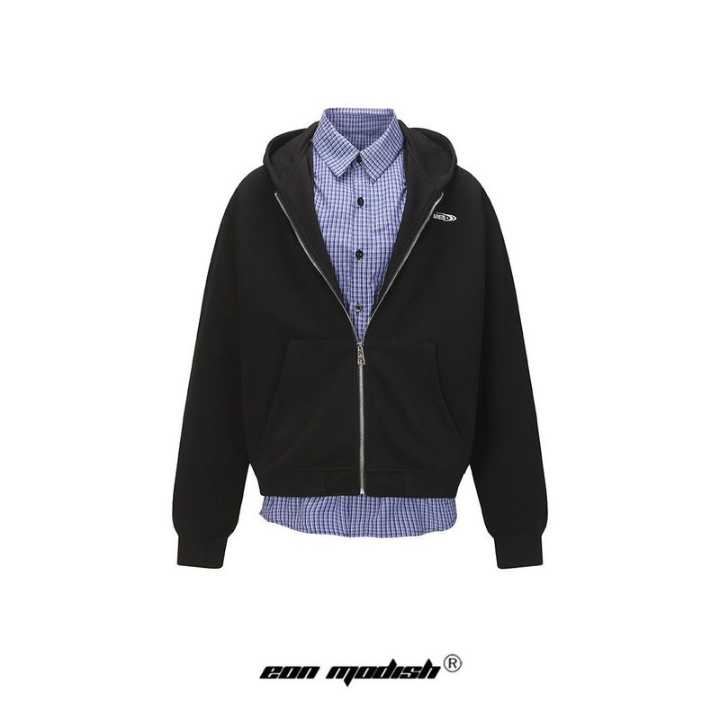 Eon Modish 25 Autunno Nuovo Stile Americano Felpa con Cappuccio Giacca Due Pezzi_voghion.com