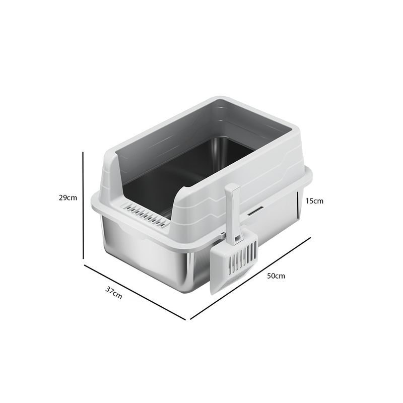 Large Fully Enclosed Stainless Steel Litter Box Deodorizing Splash-Proof Pet Supplies With Lid Cat Toilet_voghion.com