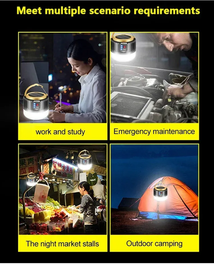 Portable Camping Light Power Bank LED Camping Lanterns Handheld Waterproof Outdoor Tent Light Rechargeable Floodlight Flashlight_voghion.com