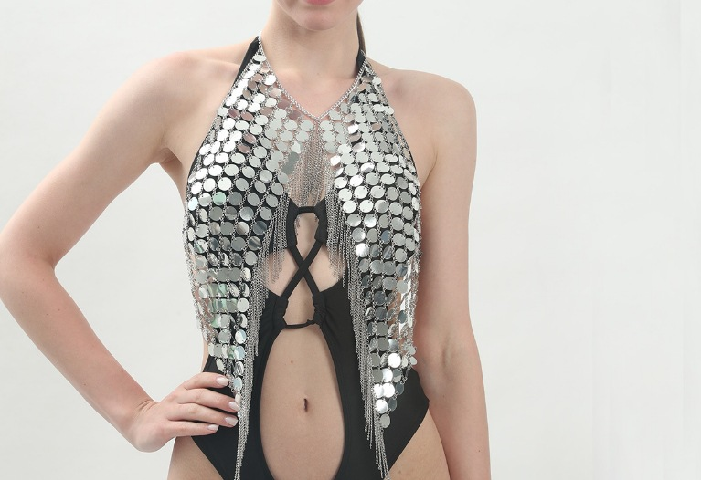 Damesmode pailletten mode persoonlijkheid lichaamsketting handgemaakte pailletten lichaamsketting_voghion.com