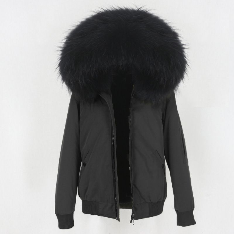 Abbigliamento donna nuovo parka con fodera in pelliccia artificiale ispessita, giacca con collo in pelliccia di volpe vera staccabile, cappotto di pelliccia_voghion.com