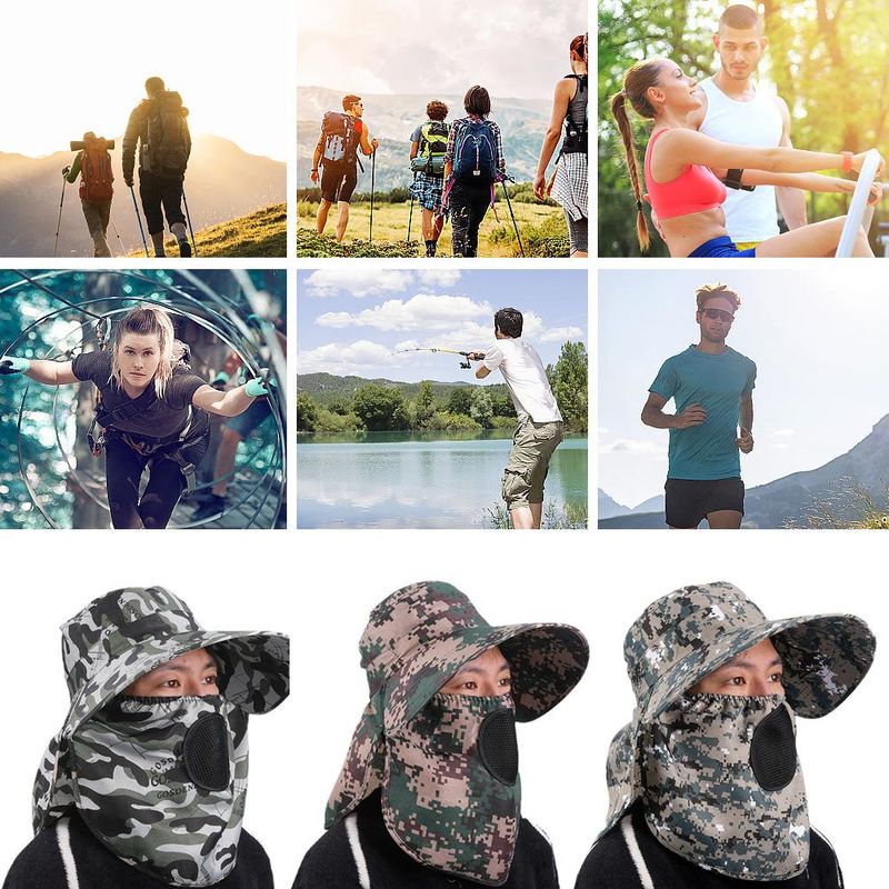 Hot Sale Summer Men Protection and Splashing Women Sun Shading Anti Ultraviolet Fisherman Hats Shawl Outdoor Cap Unisex_voghion.com