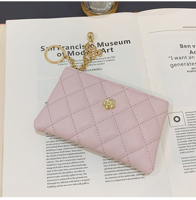 2023 kleine Brieftasche für Damen, kurzer Abschnitt, dünn, neuer Führerschein, Schlüsseltasche, Kartenhalter, Kamelie-Diamant-Reißverschluss, Münztasche_voghion.com