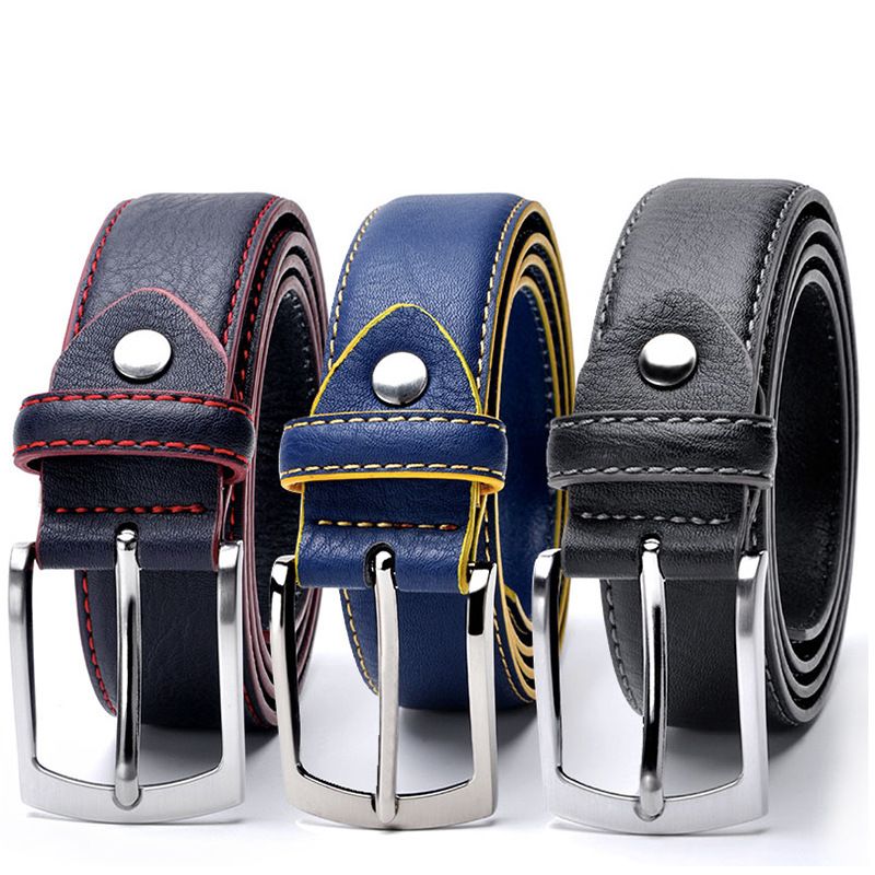 Leather new men's belt, needle buckle, cowhide casual belt_voghion.com