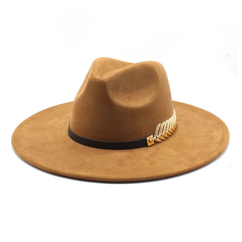 Fashion Suede Top 9.5cm Wide Bim Fedoa Hat Men Women Autumn Winte Felt Jazz Hats Classic Chuch Fedoas Chapeau Sombeo_voghion.com