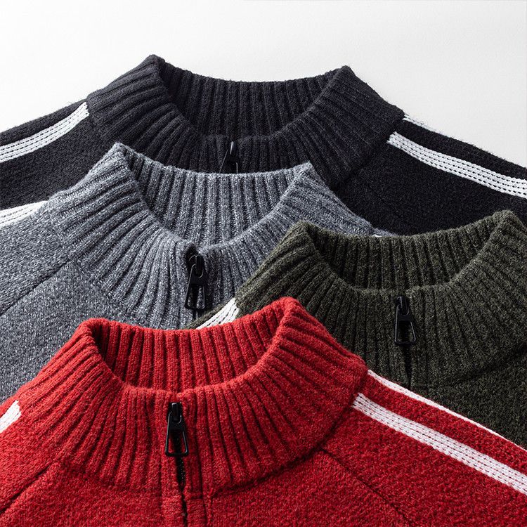Men's Knit Cardigan With Stand Collar & Zipper - Lightweight Stretchable Pullover For Spring & Autumn | Slim Fit Casual & Business Wear_voghion.com