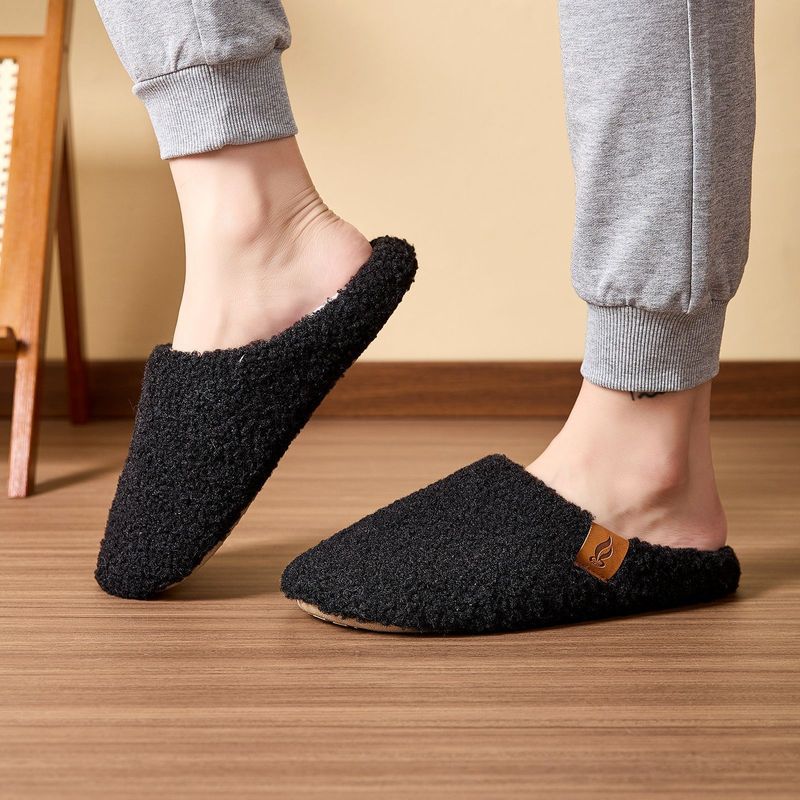 Indoor Soft-soled Fluffy Slippers Winter Home Use Piled Warm Couple Cotton Slippers Non-slip Cotton Shoes_voghion.com