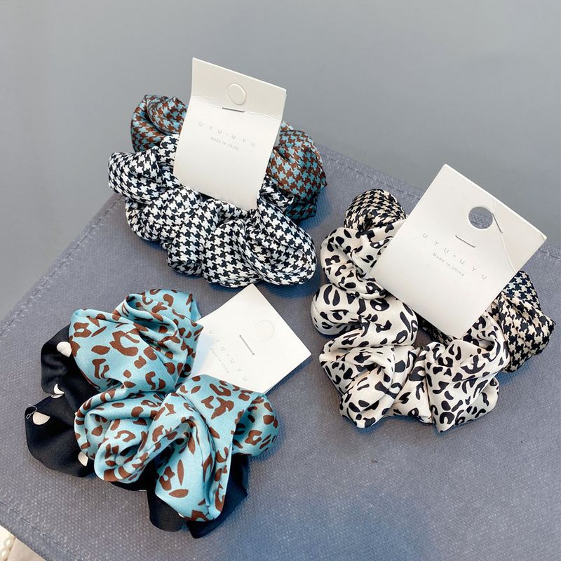 C165 Corée Dongdaemun nouveau bandeau pour gros intestin pied-de-poule version coréenne imprimé léopard bandeau élastique en caoutchouc de couleur tendance_voghion.com