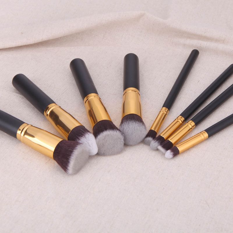 8-teiliges Make-up-Pinsel-Set, schwarzer Griff, goldene Röhre, silberne Röhre, schwarzer Griff, Set, heißer Verkauf in Europa und Amerika, 6 Farben, hergestellt von GUJHUI_voghion.com