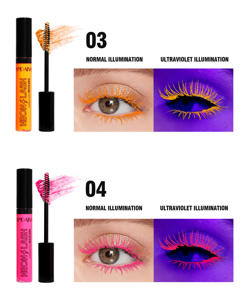 Fluoreszierende Wimperntusche, langlebige, wasserfeste Wimperntusche für Festival-Partys_voghion.com