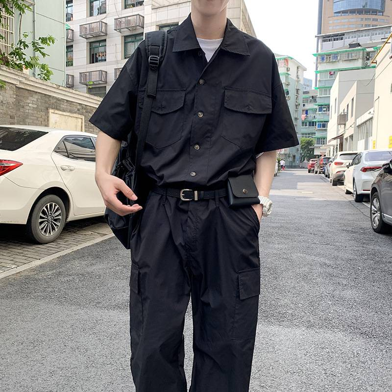 Men's Jumpsuit Suit Thin Set With Handsome New Jumpsuit Trousers Overalls_voghion.com