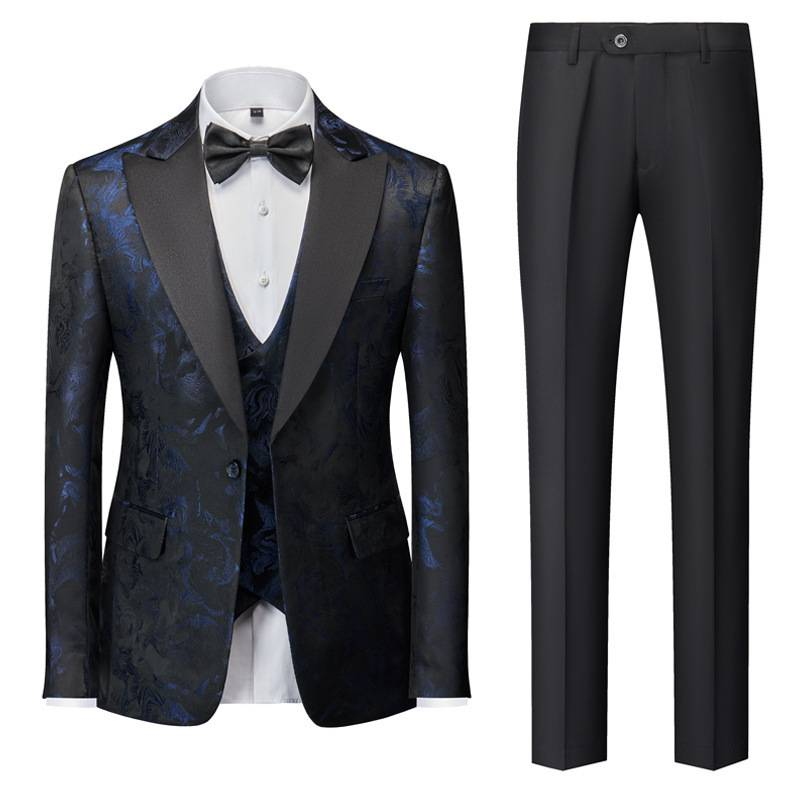Neu Dreiteiliges Anzugkostüm für die Hochzeit des Bräutigams mit Slim Fit und Aufdruck für Herren_voghion.com