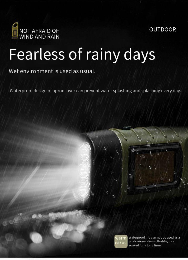 Torcia elettrica solare azionata a mano, LED di emergenza, luce potente generata a mano, lampada portatile di emergenza per alpinismo e campeggio_voghion.com