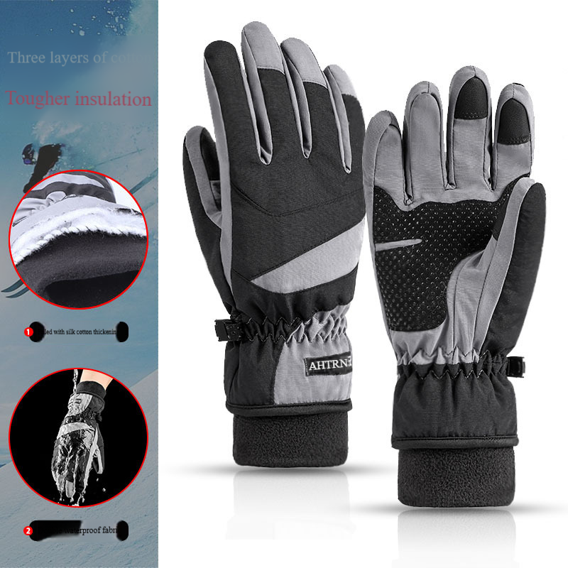 Guantes cálidos de invierno unisex Guantes de ciclismo deportivos para exteriores para hombres y mujeres Guantes de esquí gruesos con dedos curvos y pantalla táctil impermeables para ciclismo_voghion.com