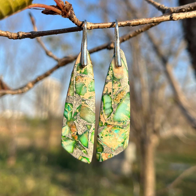 Cercei cu piatră imperială în stil boem, cercei cu cruce, bijuterii populare, cercei creativi_voghion.com
