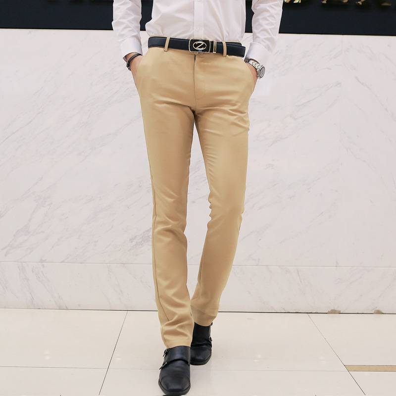 Erkek Giyim Moda Yeni Günlük İş Pantolonu Erkekler İçin Kore Tarzı İnce Günlük Pantolon_voghion.com