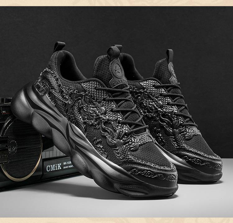 Fashion Sneakers Women Men Artificial Leather Mesh Fabric Breathable Height Increase Non-Slip Running Shoes 36-45_voghion.com