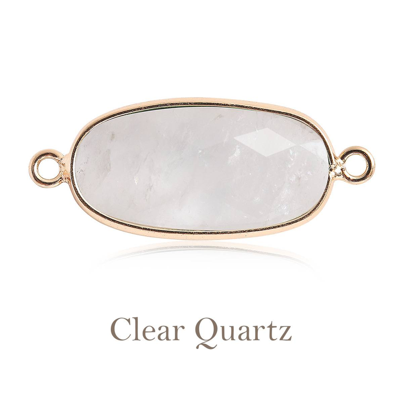 Women's Jewelry Natural Stone Crystal Double Hanging Pendant Long Oval Double Hole Edging Pendant DIY Double Hook Bracelet Accessories Material_voghion.com