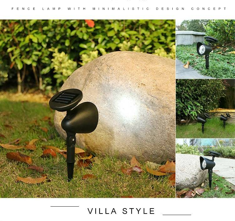 Solarbetriebene LED-Gartenstrahler, 4 LEDs, wasserdichte Landschaftsbeleuchtung für den Außenbereich für Hof, Villa, Park, dekorative Wegbeleuchtung (weißes/warmes Licht)_voghion.com