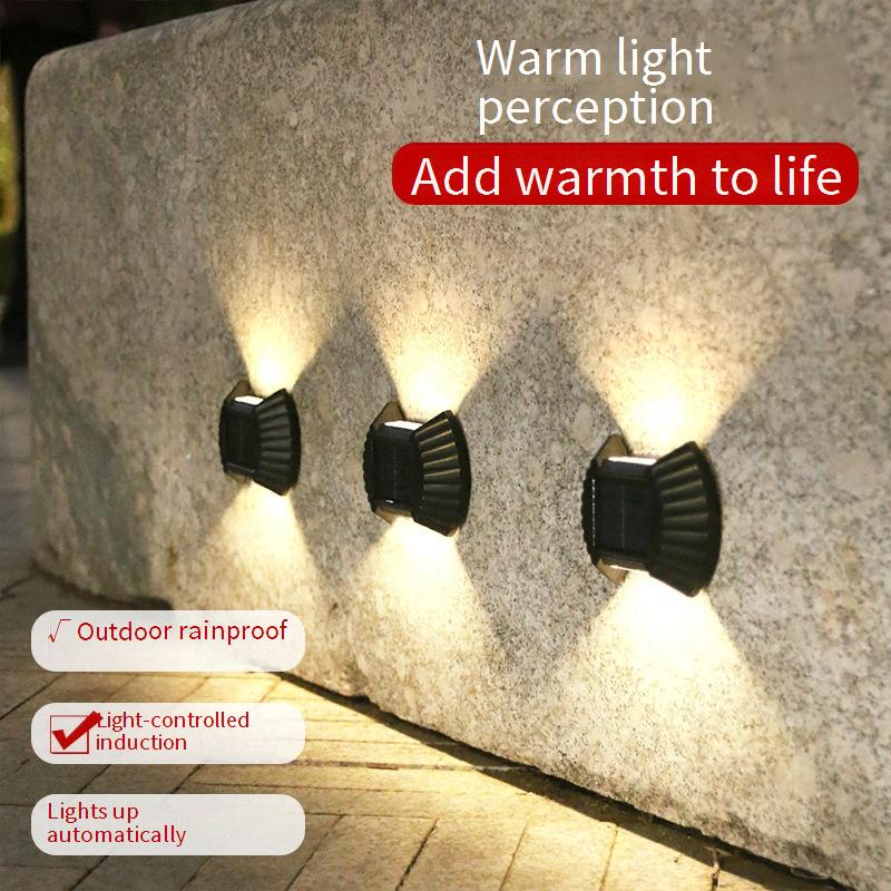 Solarne lampy ścienne, wodoodporne, zewnętrzne, oświetlenie ogrodowe, oświetlenie krajobrazu z oświetleniem góra-dół do patio_voghion.com