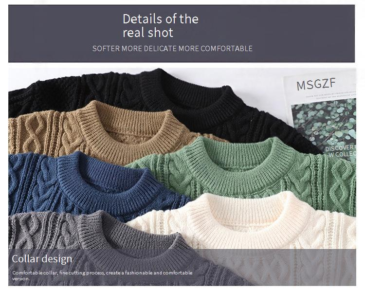 Maglione oversize in maglia – Termico invernale foderato in pile (S-2XL, collo tondo/alto)_voghion.com